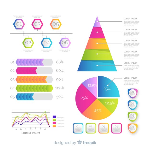 Gradient infographic elements