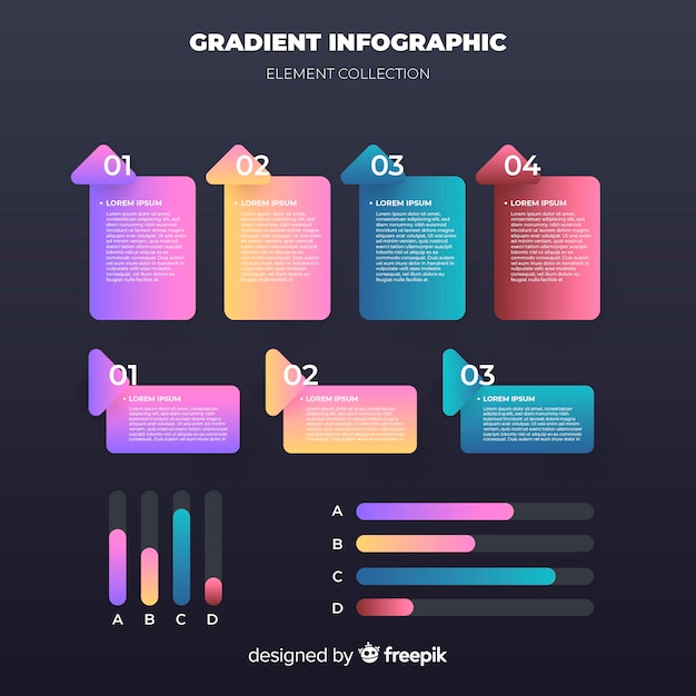 Gradient infographic elements