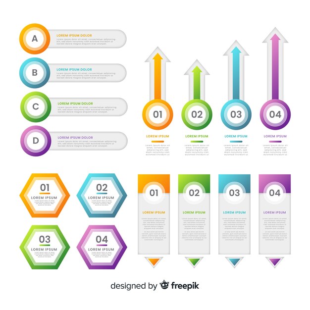 Gradient infographic elements