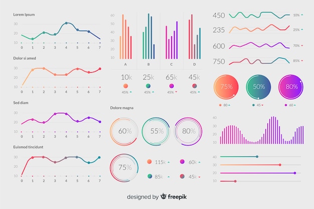 Gradient infographic elements