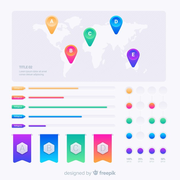 Gradient infographic elements