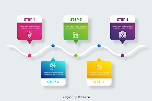 Gradient infographic set of steps