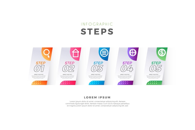 Free vector gradient infographic steps template