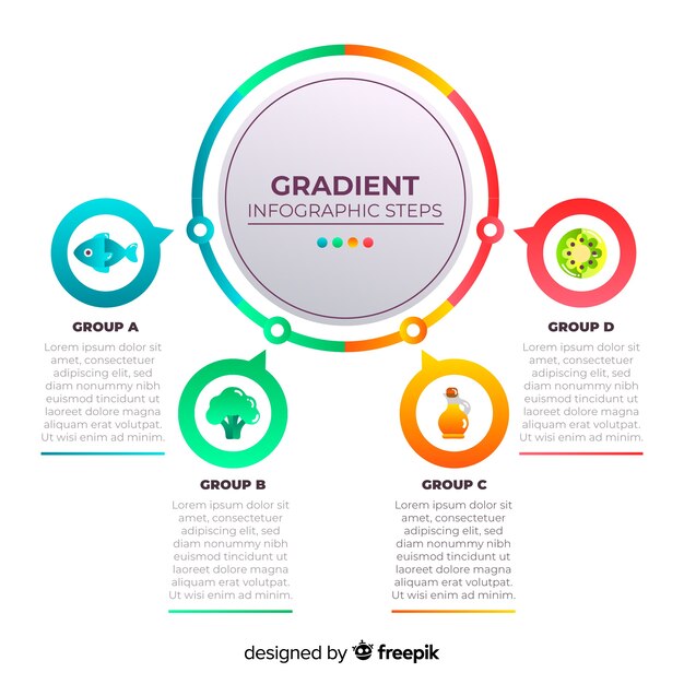 Gradient infographic steps template