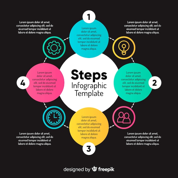 Gradient infographic steps template