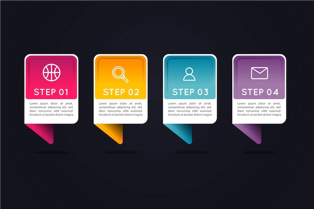 Free Vector gradient infographic steps with colourful text boxes