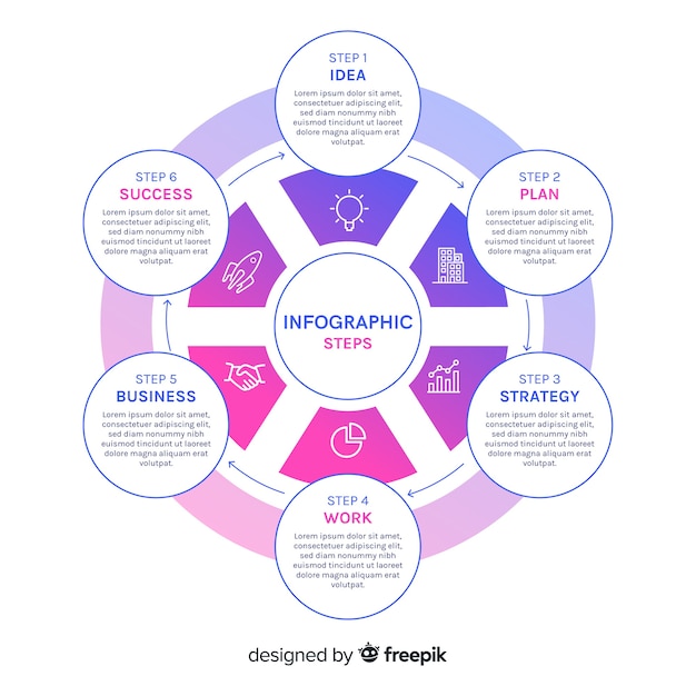 Gradient infographic steps