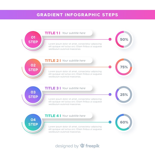 Gradient infographic steps