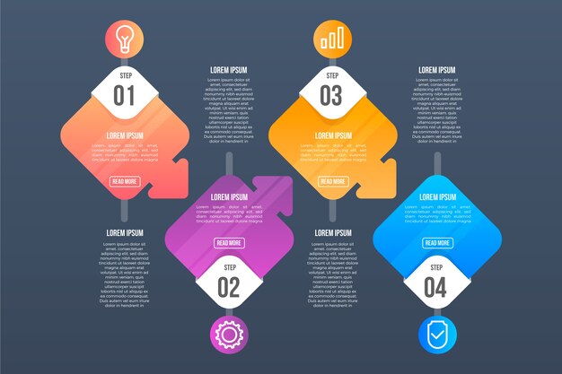 Gradient infographic steps