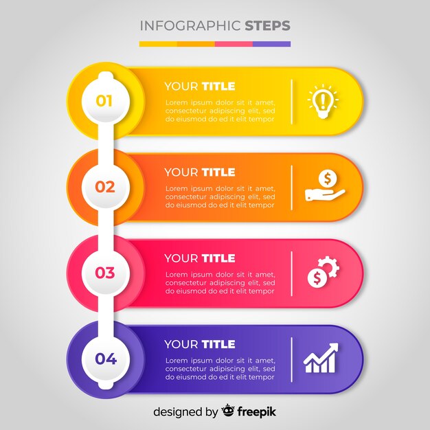 Gradient infographic steps