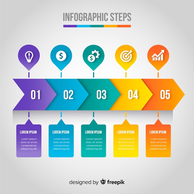 Gradient infographic steps