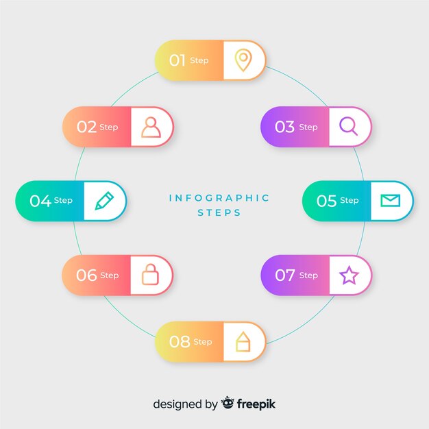 Gradient infographic steps