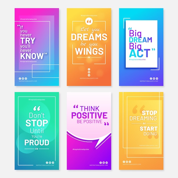 Free Vector gradient inspirational quotes instagram story collection