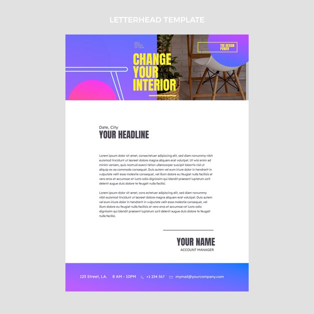 Gradient interior letterhead design template