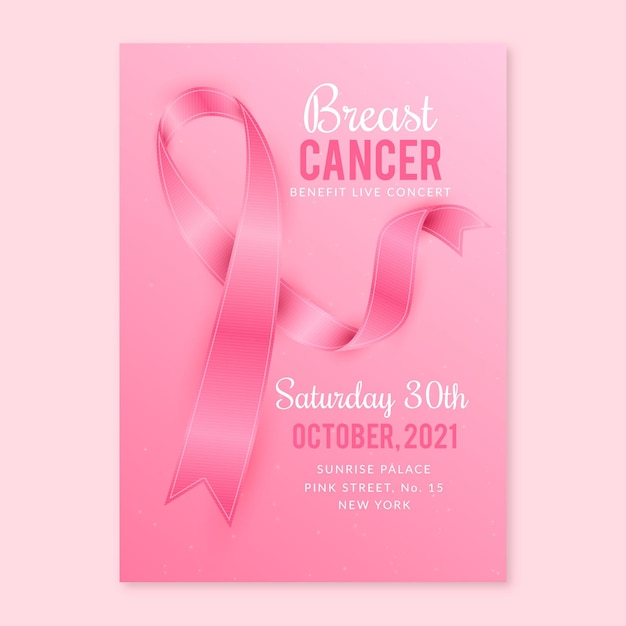 Gradient international day against breast cancer vertical flyer template