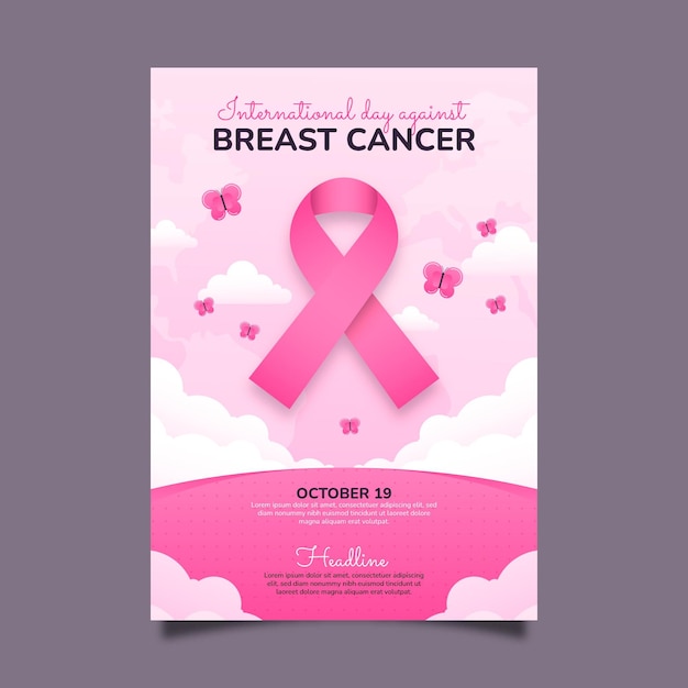 Free Vector gradient international day against breast cancer vertical poster template