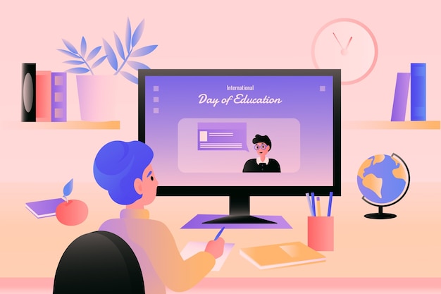 Free Vector gradient international day of education illustration