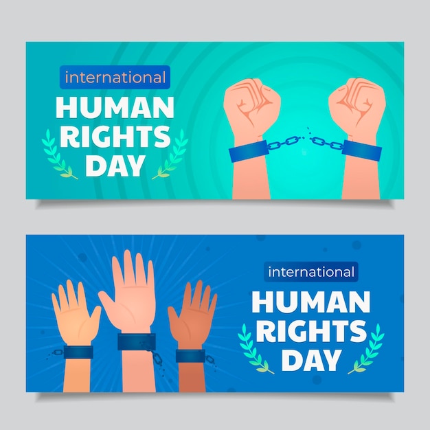 Gradient international human rights day horizontal banners set