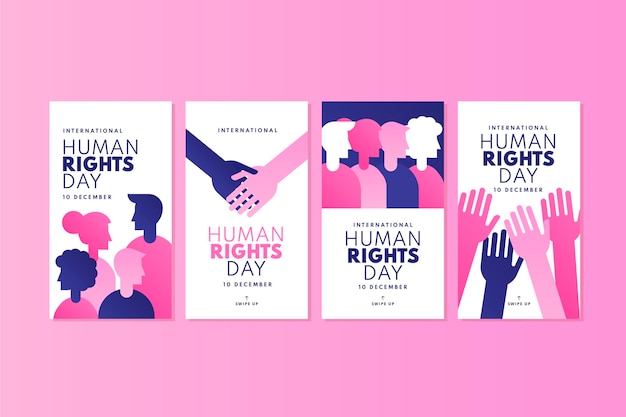 Free Vector gradient international human rights day instagram stories collection