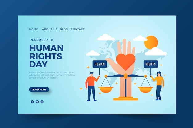 Free vector gradient international human rights day landing page template