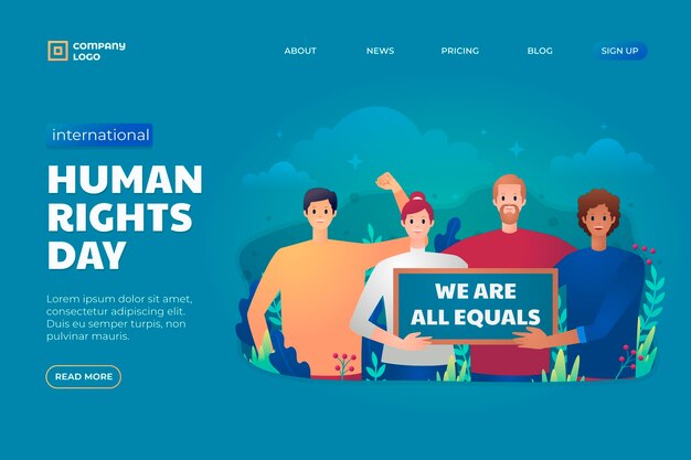 Gradient international human rights day landing page template