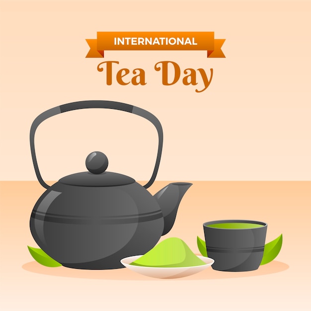 Free Vector gradient international tea day illustration