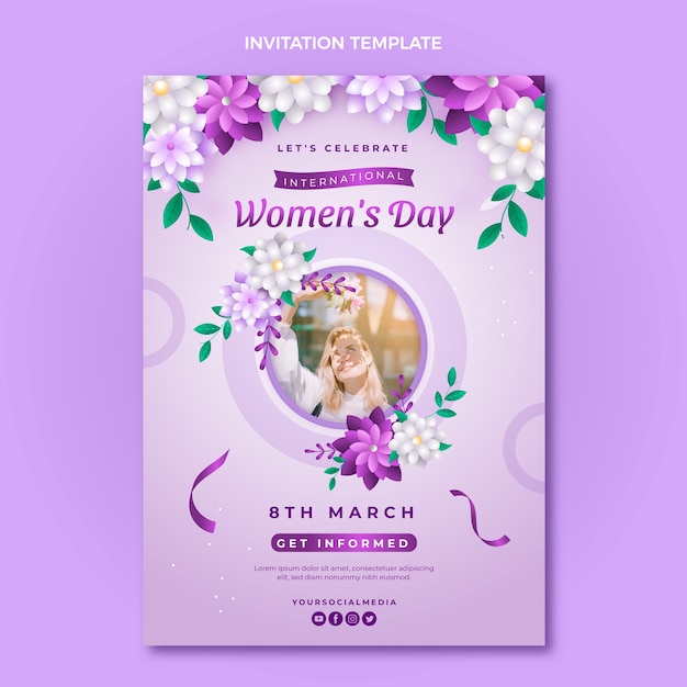 Gradient international women's day invitation template