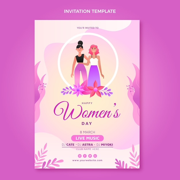 Gradient international women's day invitation template