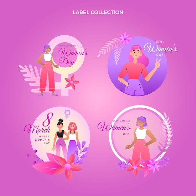 Gradient international women's day labels collection