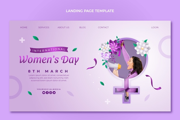 Gradient international women's day landing page template