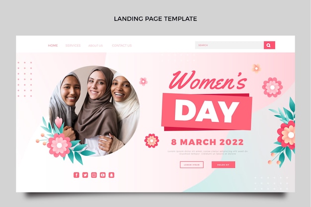 Gradient international women's day landing page template