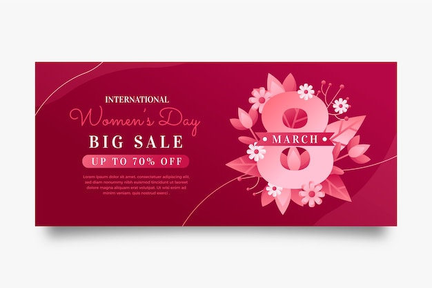 Free Vector gradient international women's day sale horizontal banner