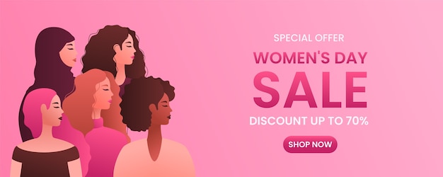 Gradient international women's day sale horizontal banner