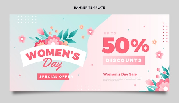 Free Vector gradient international women's day sale horizontal bannersts collection