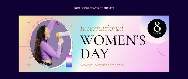 Gradient international women's day social media cover template