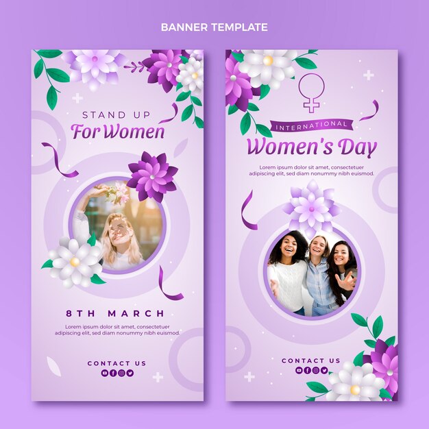 Gradient international women's day vertical banners set