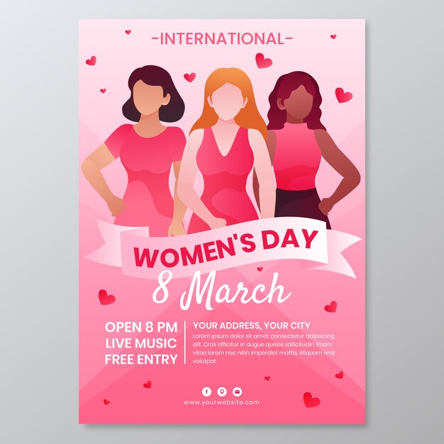 Gradient international women's day vertical poster template