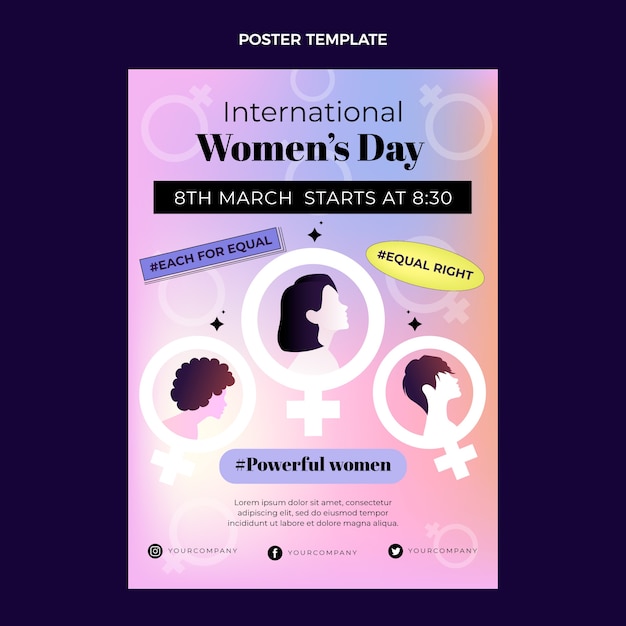 Free Vector gradient international women's day vertical poster template