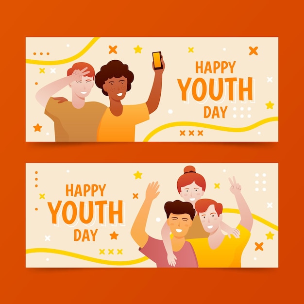 Free Vector gradient international youth day banners set