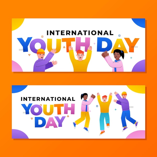 Free Vector gradient international youth day banners set