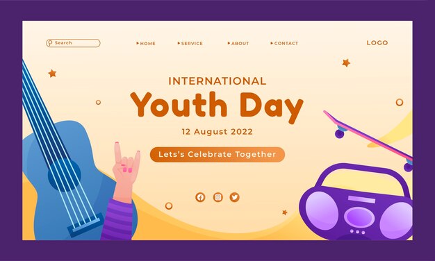 Gradient international youth day landing page template