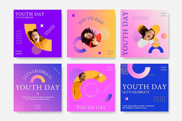 Gradient international youth day post collection with photo