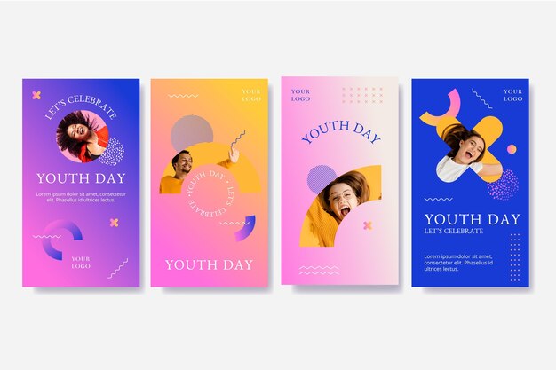 Gradient international youth day story collection with photo