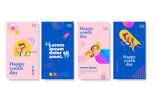 Gradient international youth day story collection with photo