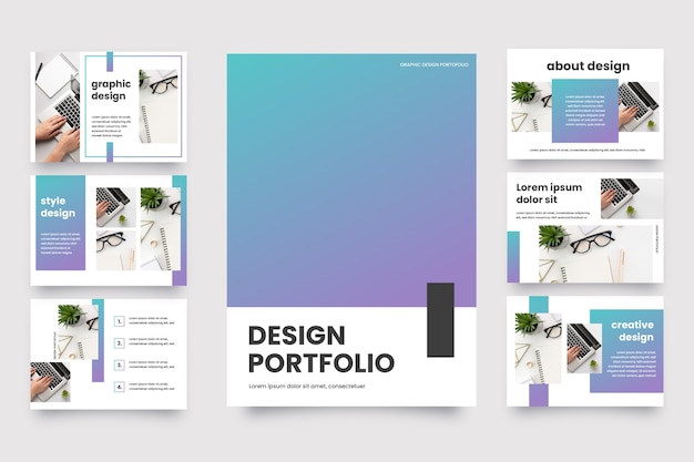 Free vector gradient interview portfolio template