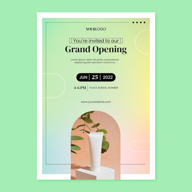 Gradient invitation template for business grand opening