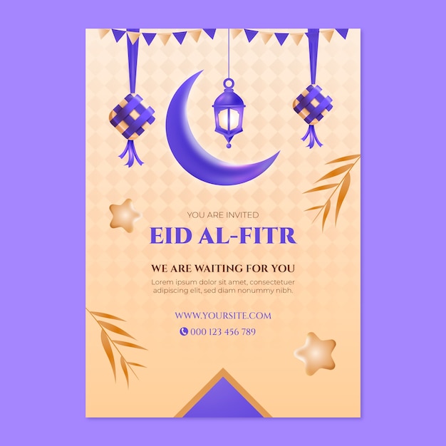 Free Vector gradient invitation template for eid al-fitr celebration