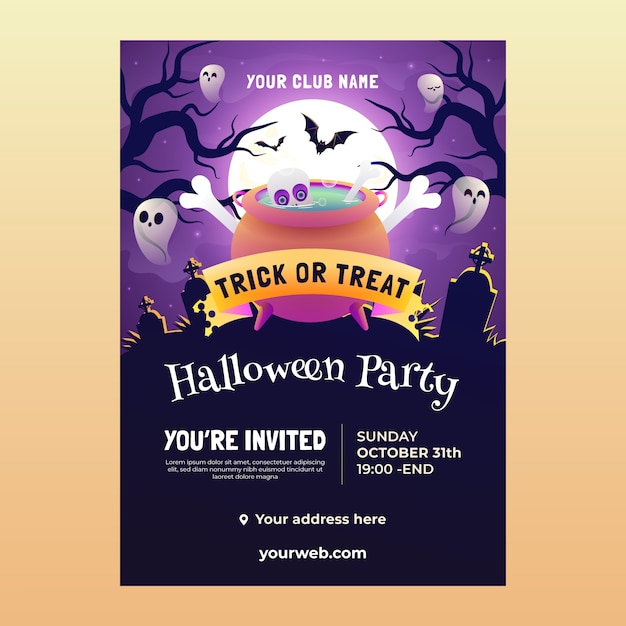 Gradient invitation template for halloween season