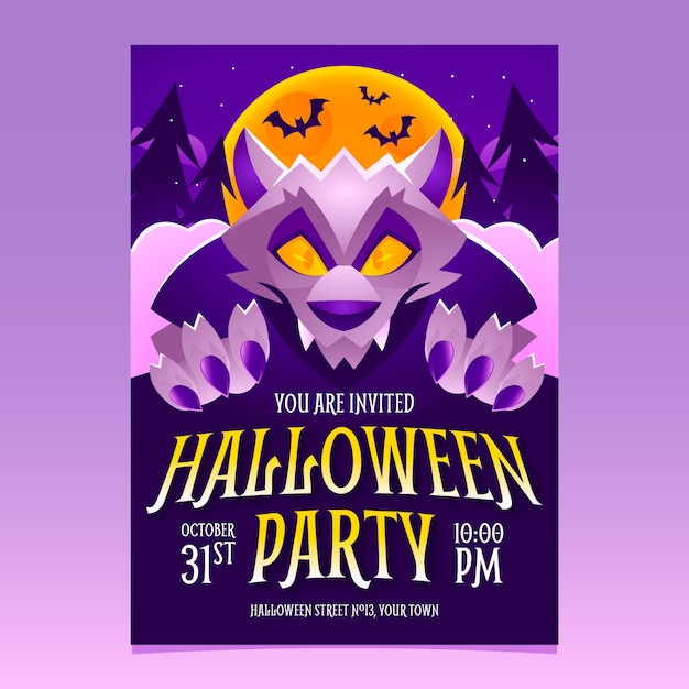 Gradient invitation template for halloween season