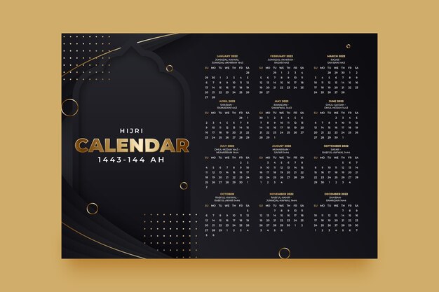 Gradient islamic calendar template